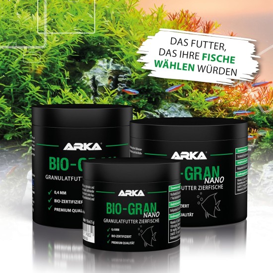 ARKA Bio-Gran Nano - 150ml / 75g - Organic Certified Fish Food for Any Freshwater Aquarium, Promotes Growth, Colour Splendor and Vitality of Ornamental Fish ARKA Bio-Gran Nano - 150ml / 75g - Organic Certified Fish Food for Any Freshwater Aquarium, Promotes Growth, Colour Splendor and Vitality of Ornamental Fish