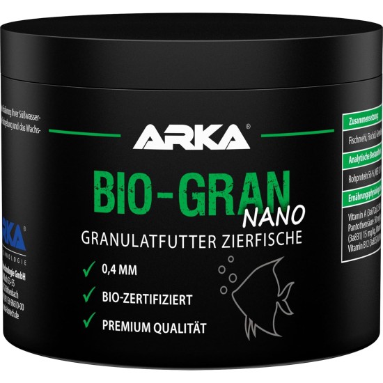 ARKA Bio-Gran Nano - 150ml / 75g - Organic Certified Fish Food for Any Freshwater Aquarium, Promotes Growth, Colour Splendor and Vitality of Ornamental Fish ARKA Bio-Gran Nano - 150ml / 75g - Organic Certified Fish Food for Any Freshwater Aquarium, Promotes Growth, Colour Splendor and Vitality of Ornamental Fish