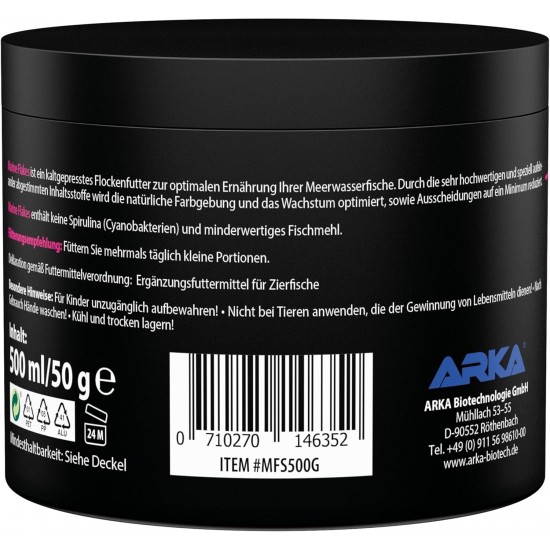 ARKA Marine Flakes 500ml / 50g Flake Food for Saltwater Fish Promotes Colour Splendor and Growth, Cold Pressed, Supports Fish Health ARKA Marine Flakes 500ml / 50g Flake Food for Saltwater Fish Promotes Colour Splendor and Growth, Cold Pressed, Supports Fish Health
