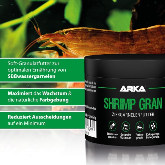 ARKA Shrimp Gran - 150 ml / 50 g - Premium Shrimp Food as a Complete Food, Cold Pressed, Promotes Growth and Colour Splendor of Shrimp in Freshwater Aquariums ARKA Shrimp Gran - 150 ml / 50 g - Premium Shrimp Food as a Complete Food, Cold Pressed, Promotes Growth and Colour Splendor of Shrimp in Freshwater Aquariums