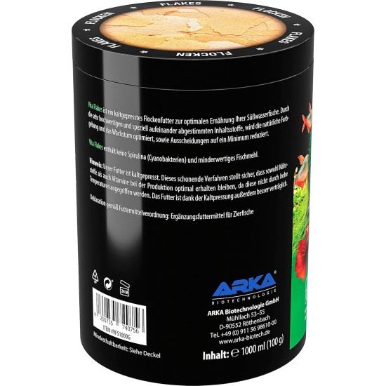 ARKA Vita Flakes - 1000 ml - High-quality flake food as a complete food, promotes health and vitality of fish in freshwater aquariums ARKA Vita Flakes - 1000 ml - High-quality flake food as a complete food, promotes health and vitality of fish in freshwater aquariums