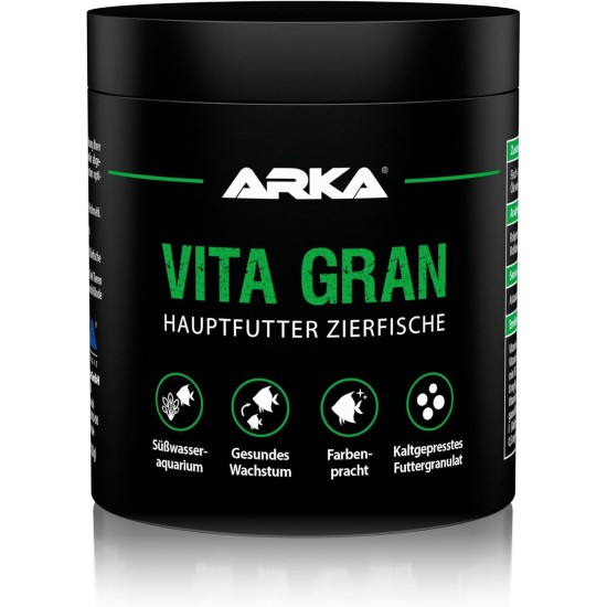 ARKA Vita Gran - 250 ml / 120 g - Nutrient Rich Granulate Food for Vibrant Colours and Healthy Growth in Freshwater Aquariums - Cold Pressed ARKA Vita Gran - 250 ml / 120 g - Nutrient Rich Granulate Food for Vibrant Colours and Healthy Growth in Freshwater Aquariums - Cold Pressed