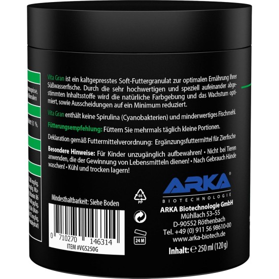 ARKA Vita Gran - 250 ml / 120 g - Nutrient Rich Granulate Food for Vibrant Colours and Healthy Growth in Freshwater Aquariums - Cold Pressed ARKA Vita Gran - 250 ml / 120 g - Nutrient Rich Granulate Food for Vibrant Colours and Healthy Growth in Freshwater Aquariums - Cold Pressed