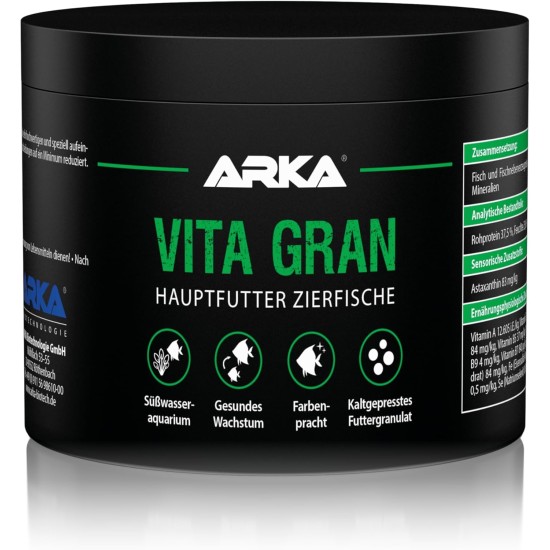 ARKA Vita Gran - 250 ml / 120 g - Nutrient Rich Granulate Food for Vibrant Colours and Healthy Growth in Freshwater Aquariums - Cold Pressed ARKA Vita Gran - 250 ml / 120 g - Nutrient Rich Granulate Food for Vibrant Colours and Healthy Growth in Freshwater Aquariums - Cold Pressed