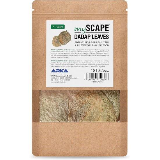 ARKA mySCAPE-DADAP Leaves - 7-13 cm / 10 Pieces - Natural Holiday Food for Shrimp, Snails & Suction Catfish, Promotes Health in Freshwater Aquariums ARKA mySCAPE-DADAP Leaves - 7-13 cm / 10 Pieces - Natural Holiday Food for Shrimp, Snails & Suction Catfish, Promotes Health in Freshwater Aquariums