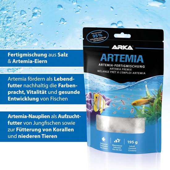 Artemia Eggs with Salt - Complete Set 195 g for Live Food in the Aquarium - High Hatching Rate up to 95% - Ideal Rearing Food for Young Fish, Coral & Invertebrates - Ready to Use - ARKA Artemia Eggs with Salt - Complete Set 195 g for Live Food in the Aquarium - High Hatching Rate up to 95% - Ideal Rearing Food for Young Fish, Coral & Invertebrates - Ready to Use - ARKA