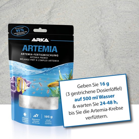 Artemia Eggs with Salt - Complete Set 195 g for Live Food in the Aquarium - High Hatching Rate up to 95% - Ideal Rearing Food for Young Fish, Coral & Invertebrates - Ready to Use - ARKA Artemia Eggs with Salt - Complete Set 195 g for Live Food in the Aquarium - High Hatching Rate up to 95% - Ideal Rearing Food for Young Fish, Coral & Invertebrates - Ready to Use - ARKA