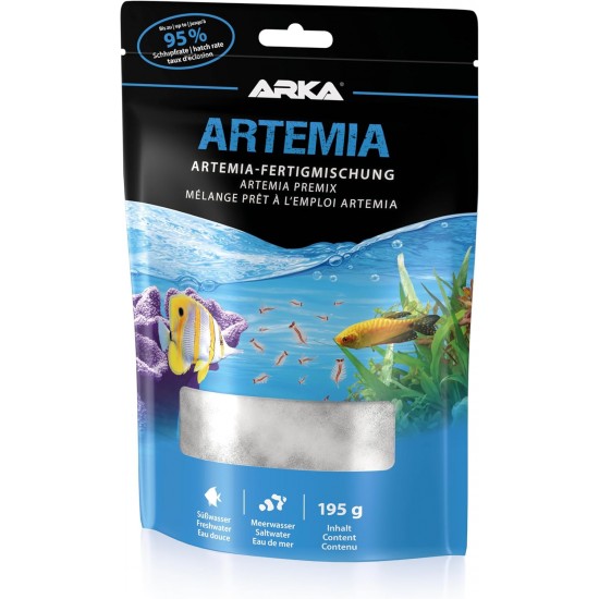 Artemia Eggs with Salt - Complete Set 195 g for Live Food in the Aquarium - High Hatching Rate up to 95% - Ideal Rearing Food for Young Fish, Coral & Invertebrates - Ready to Use - ARKA Artemia Eggs with Salt - Complete Set 195 g for Live Food in the Aquarium - High Hatching Rate up to 95% - Ideal Rearing Food for Young Fish, Coral & Invertebrates - Ready to Use - ARKA