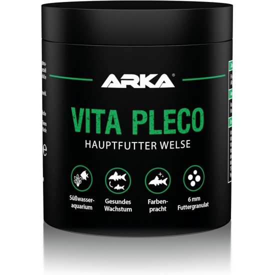 Catfish Food - ARKA Vita Pleco 250 ml / 120 g - Cold Pressed Soft Granules for Suction Catfish & Bottom Fish - Supports Colour Splendor, Growth & Vitality - Sinking, Highly Digestible, Dimensionally Catfish Food - ARKA Vita Pleco 250 ml / 120 g - Cold Pressed Soft Granules for Suction Catfish & Bottom Fish - Supports Colour Splendor, Growth & Vitality - Sinking, Highly Digestible, Dimensionally