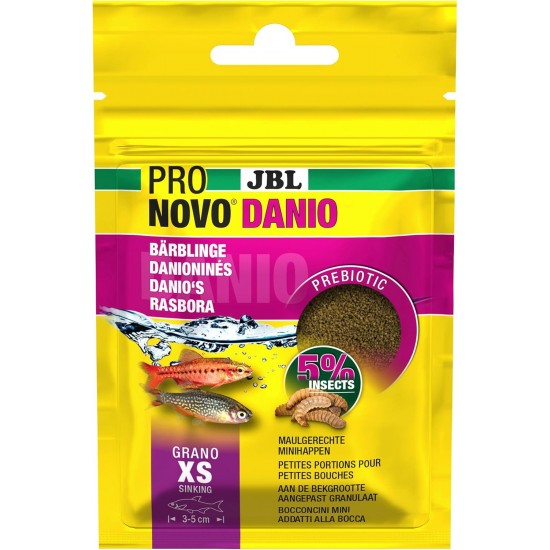 JBL PRONOVO DANIO GRANO, Complete Food for Barbels and Barbells of 3-5 cm, Fish Food Granules, Size XS, 20 ml JBL PRONOVO DANIO GRANO, Complete Food for Barbels and Barbells of 3-5 cm, Fish Food Granules, Size XS, 20 ml