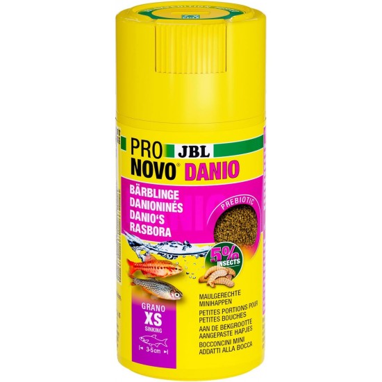 JBL PRONOVO DANIO GRANO, Complete Food for Barbels and Barbells of 3-5 cm, Fish Food Granules, Size XS, 20 ml JBL PRONOVO DANIO GRANO, Complete Food for Barbels and Barbells of 3-5 cm, Fish Food Granules, Size XS, 20 ml
