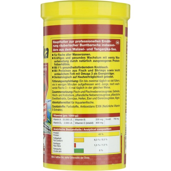 JBL PRONOVO TANGANYIKA FLAKES, Main Food for All Cichlids from 8-20 cm, Fish Food Flakes, Size M, 250 ml JBL PRONOVO TANGANYIKA FLAKES, Main Food for All Cichlids from 8-20 cm, Fish Food Flakes, Size M, 250 ml