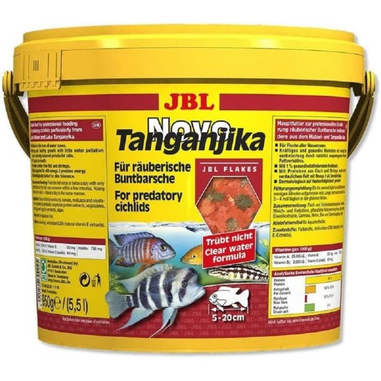 JBL PRONOVO TANGANYIKA FLAKES, Main Food for All Cichlids from 8-20 cm, Fish Food Flakes, Size M, 250 ml JBL PRONOVO TANGANYIKA FLAKES, Main Food for All Cichlids from 8-20 cm, Fish Food Flakes, Size M, 250 ml