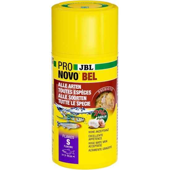 JBL Pronovo Bel Flakes Main Food for All Aquarium Fish from 3-10 cm, Fish Food Flakes, Size S, 100 ml JBL Pronovo Bel Flakes Main Food for All Aquarium Fish from 3-10 cm, Fish Food Flakes, Size S, 100 ml