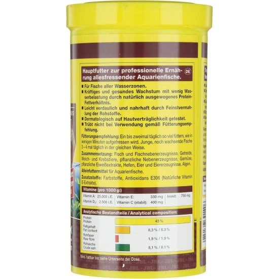 JBL Pronovo Bel Flakes Main Food for All Aquarium Fish from 3-10 cm, Fish Food Flakes, Size S, 100 ml JBL Pronovo Bel Flakes Main Food for All Aquarium Fish from 3-10 cm, Fish Food Flakes, Size S, 100 ml