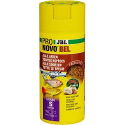 JBL Pronovo Bel Grano, Main Food for All Aquarium Fish from 3-10 cm, Fish Food Granules, Click Dispenser, Size S, 250 ml JBL Pronovo Bel Grano, Main Food for All Aquarium Fish from 3-10 cm, Fish Food Granules, Click Dispenser, Size S, 250 ml