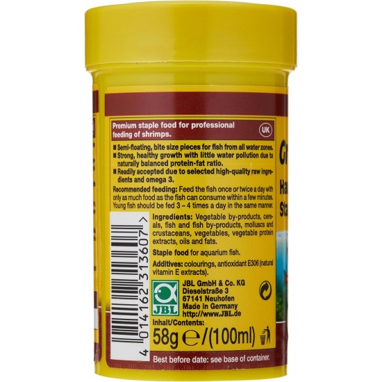 JBL Pronovo Bel Grano, Main Food for All Aquarium Fish from 3-10 cm, Fish Food Granules, Click Dispenser, Size S, 250 ml JBL Pronovo Bel Grano, Main Food for All Aquarium Fish from 3-10 cm, Fish Food Granules, Click Dispenser, Size S, 250 ml
