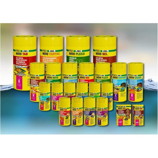 JBL Pronovo Bel Grano, Main Food for All Aquarium Fish from 3-10 cm, Fish Food Granules, Click Dispenser, Size S, 250 ml JBL Pronovo Bel Grano, Main Food for All Aquarium Fish from 3-10 cm, Fish Food Granules, Click Dispenser, Size S, 250 ml