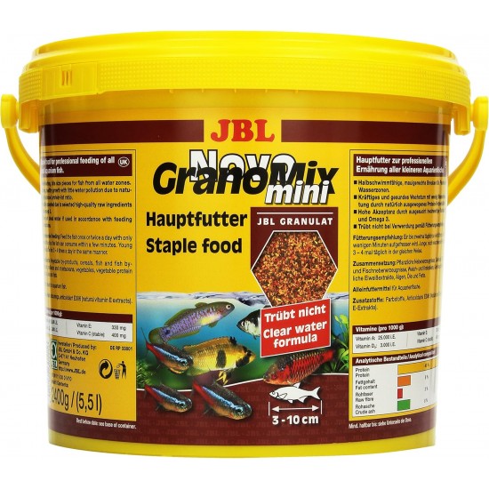 JBL Pronovo Bel Grano, Main Food for All Aquarium Fish from 3-10 cm, Fish Food Granules, Click Dispenser, Size S, 250 ml JBL Pronovo Bel Grano, Main Food for All Aquarium Fish from 3-10 cm, Fish Food Granules, Click Dispenser, Size S, 250 ml