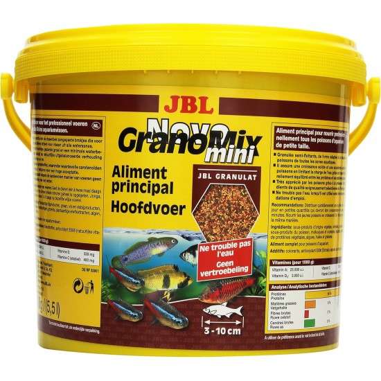 JBL Pronovo Bel Grano, Main Food for All Aquarium Fish from 3-10 cm, Fish Food Granules, Click Dispenser, Size S, 250 ml JBL Pronovo Bel Grano, Main Food for All Aquarium Fish from 3-10 cm, Fish Food Granules, Click Dispenser, Size S, 250 ml
