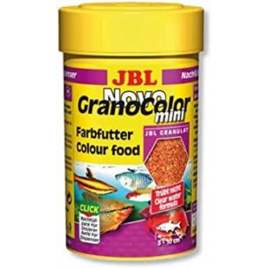 JBL Pronovo Colour Grano Click Colour Food Granules for All Aquarium Fish from 3-10 cm, Click Dispenser, Fish Food Granules, Size S, 100 ml JBL Pronovo Colour Grano Click Colour Food Granules for All Aquarium Fish from 3-10 cm, Click Dispenser, Fish Food Granules, Size S, 100 ml