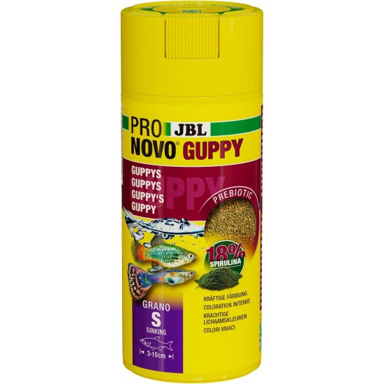 JBL Pronovo Goppy Grano Fish Food Granules, Click Dispenser, Size S, 250 ml JBL Pronovo Goppy Grano Fish Food Granules, Click Dispenser, Size S, 250 ml