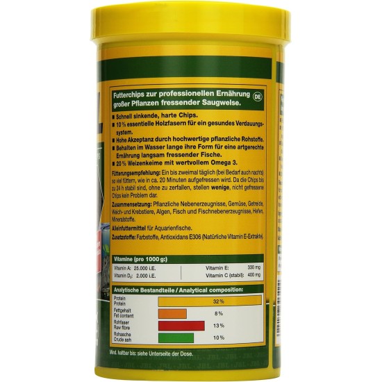 JBL Pronovo Pleco Wafer for Suction Catfish from 1-20 cm, Fish Food, Size M, 100 ml JBL Pronovo Pleco Wafer for Suction Catfish from 1-20 cm, Fish Food, Size M, 100 ml