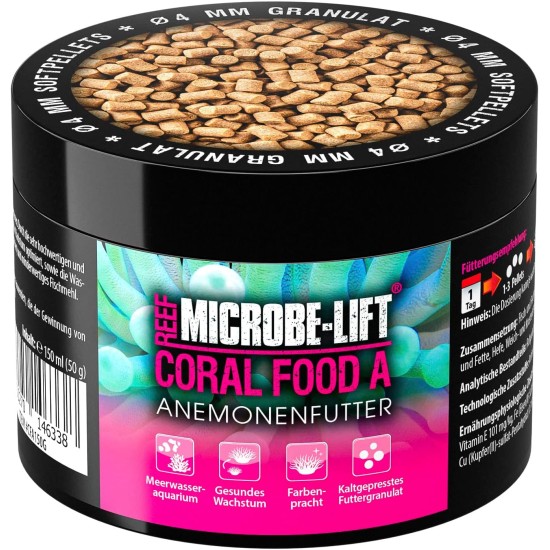 MICROBE-LIFT Coral Food A - Anemone Food - Soft Granulate Food for Anemones in Any Saltwater Aquarium, Pack of 1 (1 x 50 g) MICROBE-LIFT Coral Food A - Anemone Food - Soft Granulate Food for Anemones in Any Saltwater Aquarium, Pack of 1 (1 x 50 g)
