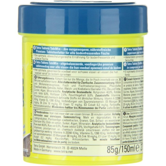 Tetra TabiMin Complete Feed for Bottom-Feeding and Shy Fish, Provides an Optimal Varied Diet, Packs Available in Various Sizes Tetra TabiMin Complete Feed for Bottom-Feeding and Shy Fish, Provides an Optimal Varied Diet, Packs Available in Various Sizes