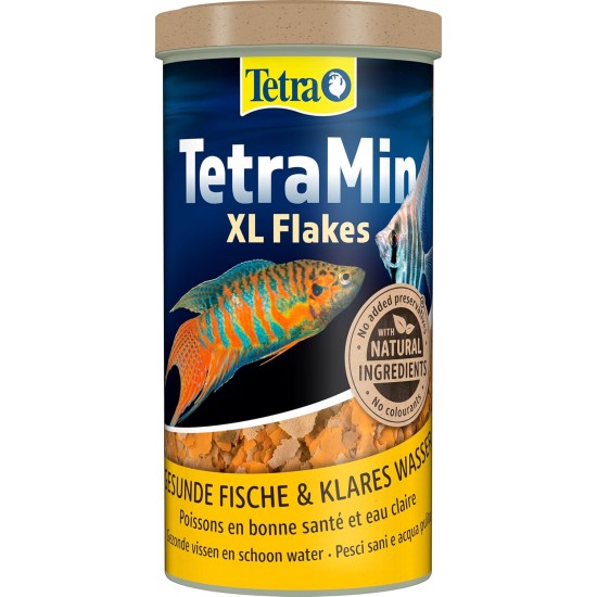 TetraMin Flakes, Flake-Shaped Fish Food for All Ornamental Fish, Balanced Blend for Healthy Fish and Clear Water, 1 L Tin TetraMin Flakes, Flake-Shaped Fish Food for All Ornamental Fish, Balanced Blend for Healthy Fish and Clear Water, 1 L Tin