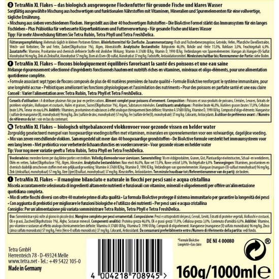 TetraMin Flakes, Flake-Shaped Fish Food for All Ornamental Fish, Balanced Blend for Healthy Fish and Clear Water, 1 L Tin TetraMin Flakes, Flake-Shaped Fish Food for All Ornamental Fish, Balanced Blend for Healthy Fish and Clear Water, 1 L Tin