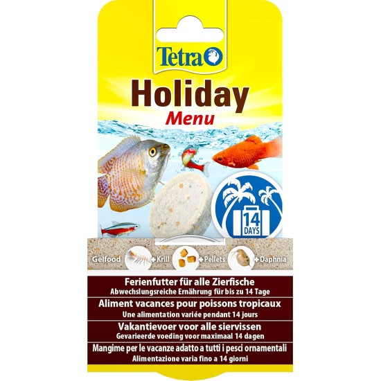 TetraMin Holiday Food for a balanced diet of all ornamental fish, lasts up to 14 days, different variations, Menu TetraMin Holiday Food for a balanced diet of all ornamental fish, lasts up to 14 days, different variations, Menu