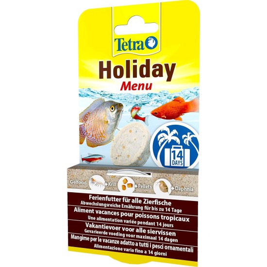 TetraMin Holiday Food for a balanced diet of all ornamental fish, lasts up to 14 days, different variations, Menu TetraMin Holiday Food for a balanced diet of all ornamental fish, lasts up to 14 days, different variations, Menu