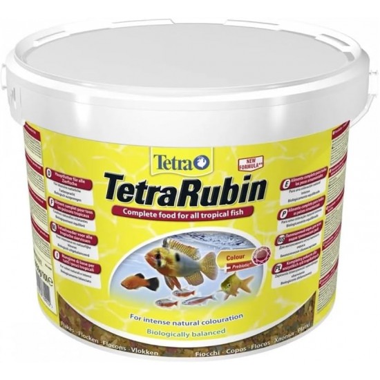 TetraRubin Staple Feed for Ornamental Fish, for Intense Colour with Natural Colour Enhancers, plus Probiotics for Improved Body Functions and Feed Recycling, Various Sizes TetraRubin Staple Feed for Ornamental Fish, for Intense Colour with Natural Colour Enhancers, plus Probiotics for Improved Body Functions and Feed Recycling, Various Sizes