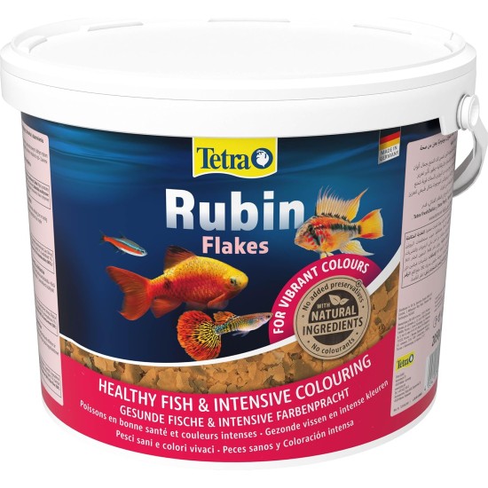 TetraRubin Staple Feed for Ornamental Fish, for Intense Colour with Natural Colour Enhancers, plus Probiotics for Improved Body Functions and Feed Recycling, Various Sizes TetraRubin Staple Feed for Ornamental Fish, for Intense Colour with Natural Colour Enhancers, plus Probiotics for Improved Body Functions and Feed Recycling, Various Sizes