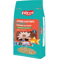 Aimé Floating Sticks Classic | Food for Pond Fish | Complete Feed | Rich in Essential Nutrients, Vitamins and Trace Elements | 180 g | 2000 ml Aimé Floating Sticks Classic | Food for Pond Fish | Complete Feed | Rich in Essential Nutrients, Vitamins and Trace Elements | 180 g | 2000 ml