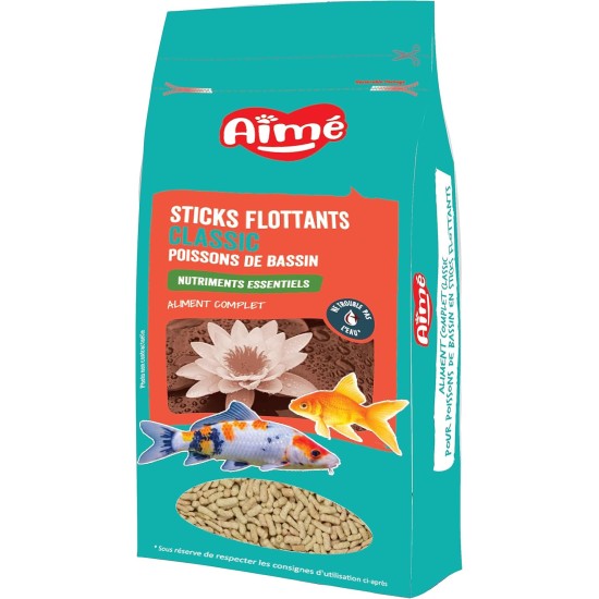 Aimé Floating Sticks Classic | Food for Pond Fish | Complete Feed | Rich in Essential Nutrients, Vitamins and Trace Elements | 180 g | 2000 ml