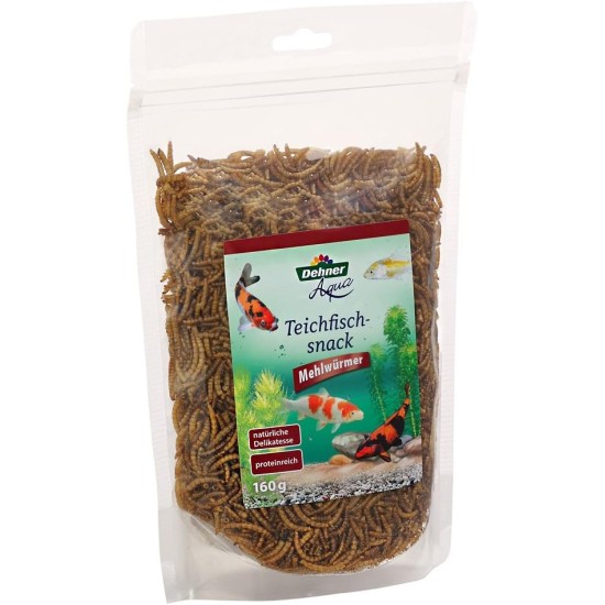 Dehner Aqua Pond Fish Food Snack Supplementary Fish Snack Pond Fish Snack 100% Natural High Protein Mealworms 160g