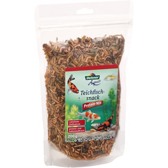 Dehner Aqua Pond Fish Snack, Fish Food Protein Mix, Silkworms, Mealworms, Gammarus, Grasshoppers, 200g Dehner Aqua Pond Fish Snack, Fish Food Protein Mix, Silkworms, Mealworms, Gammarus, Grasshoppers, 200g