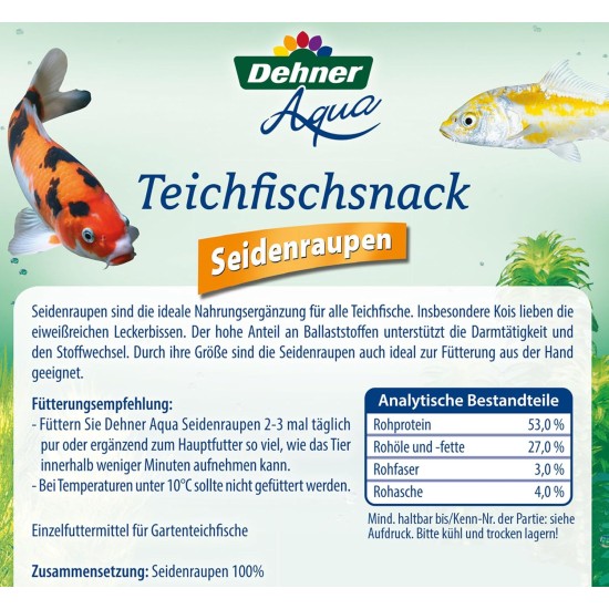 Dehner Aqua Pond Fish Snack Fish Food Protein Rich 100% Natural Silkworm 300g Dehner Aqua Pond Fish Snack Fish Food Protein Rich 100% Natural Silkworm 300g
