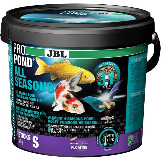JBL All-Season Koi Feed Floating Feed Sticks Season Feed, Propond All Seasons, Size S, 1 kg JBL All-Season Koi Feed Floating Feed Sticks Season Feed, Propond All Seasons, Size S, 1 kg