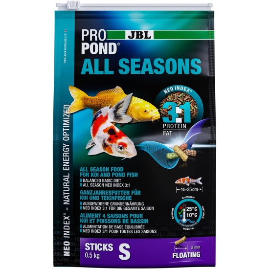 JBL All-Season Koi Feed Floating Feed Sticks Season Feed, Propond All Seasons, Size S, 1 kg JBL All-Season Koi Feed Floating Feed Sticks Season Feed, Propond All Seasons, Size S, 1 kg