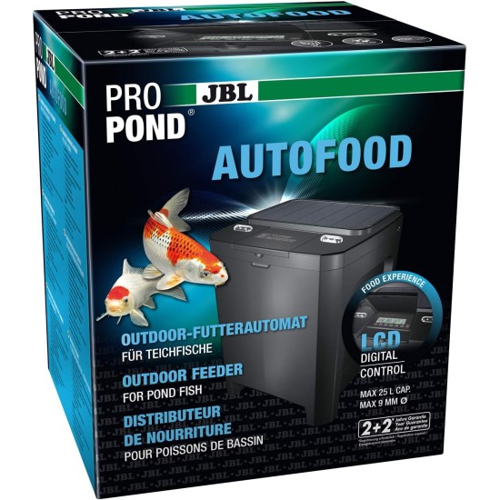 JBL Propond Autofood Automatic Feeder for Koi and Other Pond Fish, Weatherproof, Solar, 37.5 x 37.5 x 46.2 cm, Black