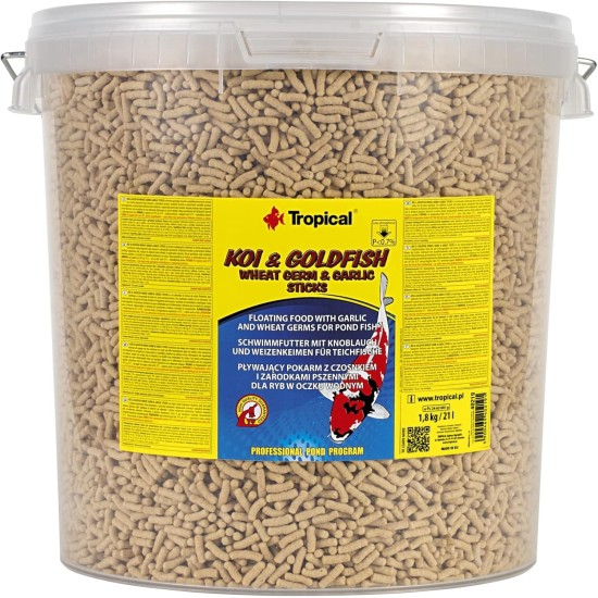 KOI & Goldfish Wheat Germ & Garlic Sticks Floating Garlic Food for Fish in Pond Water 21 L / 1.6 kg KOI & Goldfish Wheat Germ & Garlic Sticks Floating Garlic Food for Fish in Pond Water 21 L / 1.6 kg