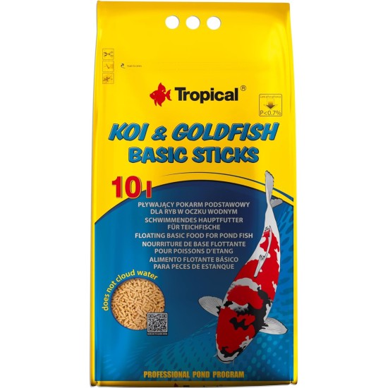 KOI&Goldfish Basic Sticks 10L / 800G - Teichfischfutter, schwimmende Sticks für die tägliche Fütterung von Koi, Goldfischen KOI&Goldfish Basic Sticks 10L / 800G - Teichfischfutter, schwimmende Sticks für die tägliche Fütterung von Koi, Goldfischen