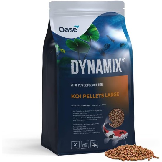 OASE Dynamix Koi Pellet Large 8 L, Fish Food, Koi Food, Pond Fish Food, 7-8 mm Pellets, Balanced Nutrition for All Koi from 20 cm Body Length, Naturally Beautiful Growth OASE Dynamix Koi Pellet Large 8 L, Fish Food, Koi Food, Pond Fish Food, 7-8 mm Pellets, Balanced Nutrition for All Koi from 20 cm Body Length, Naturally Beautiful Growth