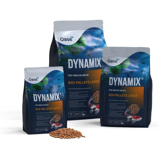 OASE Dynamix Koi Pellet Large 8 L, Fish Food, Koi Food, Pond Fish Food, 7-8 mm Pellets, Balanced Nutrition for All Koi from 20 cm Body Length, Naturally Beautiful Growth OASE Dynamix Koi Pellet Large 8 L, Fish Food, Koi Food, Pond Fish Food, 7-8 mm Pellets, Balanced Nutrition for All Koi from 20 cm Body Length, Naturally Beautiful Growth