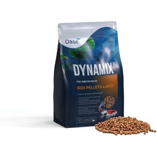 OASE Dynamix Koi Pellet Large 8 L, Fish Food, Koi Food, Pond Fish Food, 7-8 mm Pellets, Balanced Nutrition for All Koi from 20 cm Body Length, Naturally Beautiful Growth OASE Dynamix Koi Pellet Large 8 L, Fish Food, Koi Food, Pond Fish Food, 7-8 mm Pellets, Balanced Nutrition for All Koi from 20 cm Body Length, Naturally Beautiful Growth