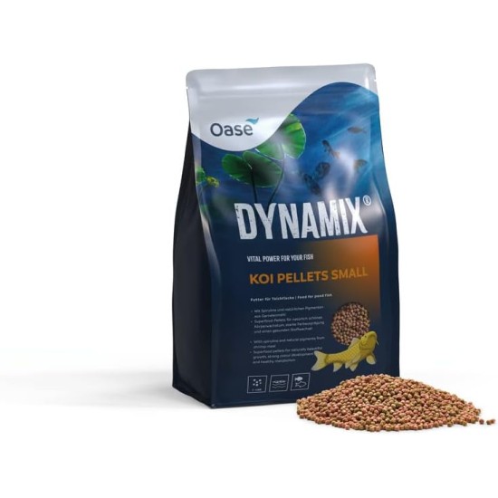 OASE Dynamix Koi Pellet Small 4 L, Fish Food, Koi Food, Pond Fish Food, 3-4 mm Pellets, Balanced Nutrition for All Koi up to 20 cm Body Length, Naturally Beautiful Growth OASE Dynamix Koi Pellet Small 4 L, Fish Food, Koi Food, Pond Fish Food, 3-4 mm Pellets, Balanced Nutrition for All Koi up to 20 cm Body Length, Naturally Beautiful Growth