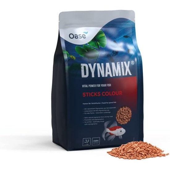 OASE Dynamix Sticks Colour 20 L, Fish Food, Pond Fish Food, Brilliance and Intense Colour for Red Fish, Even Growth, Iridescent Colours, Natural Pigments from Shrimp Flour OASE Dynamix Sticks Colour 20 L, Fish Food, Pond Fish Food, Brilliance and Intense Colour for Red Fish, Even Growth, Iridescent Colours, Natural Pigments from Shrimp Flour